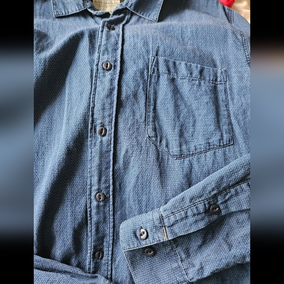 Nudie Jeans Men's Collared Blue Shirt Front Chest Pocket Poka Dot Size M - Picture 2 of 9